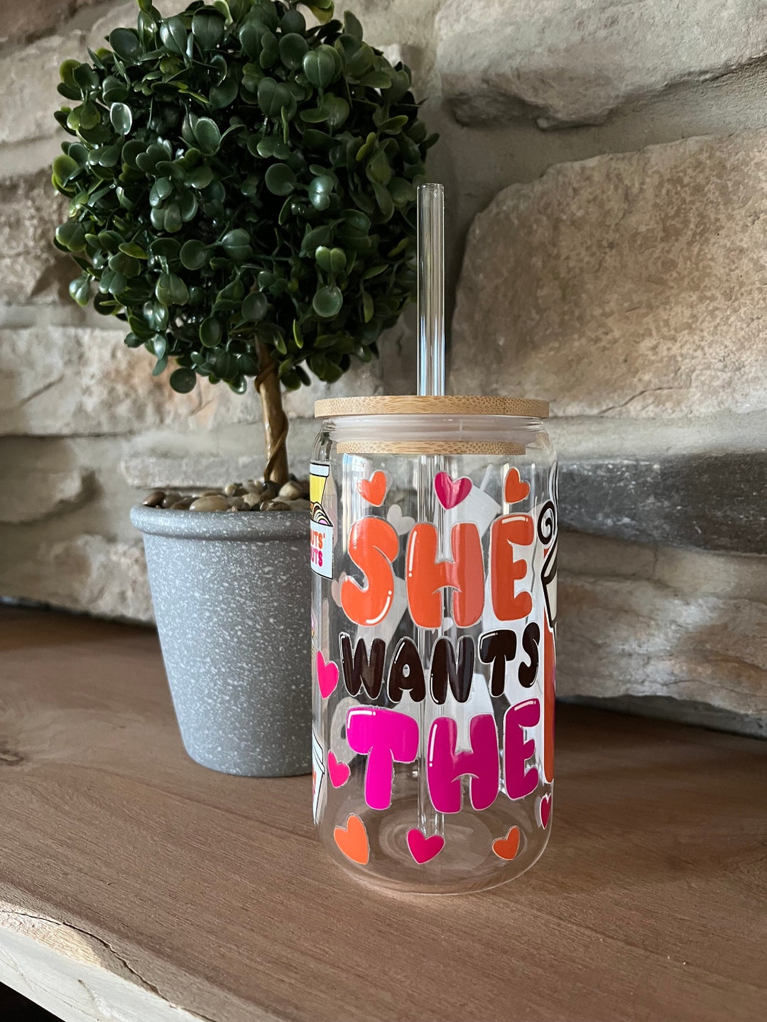 Dunkin Donuts Iced Coffee Glass Cup Glass Cup With Lid and Etsy