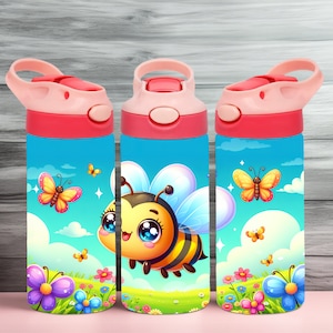 12oz Kids Tumbler Wrap, Sippy Cup Wrap, Cute Bee Wrap, Seamless Wrap, Sublimation Designs, Tumbler Design,  PNG, Instant Download