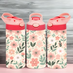 Floral 12oz Kids Tumbler Wrap: Seamless Sublimation Design (PNG Digital Download)