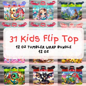 Kids Tumbler Wrap Bundle: 31 Seamless 12oz Designs (PNG Digital Download)