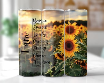 Sunflower Bible Verse 20oz Tumbler Wrap (PNG Digital Download)