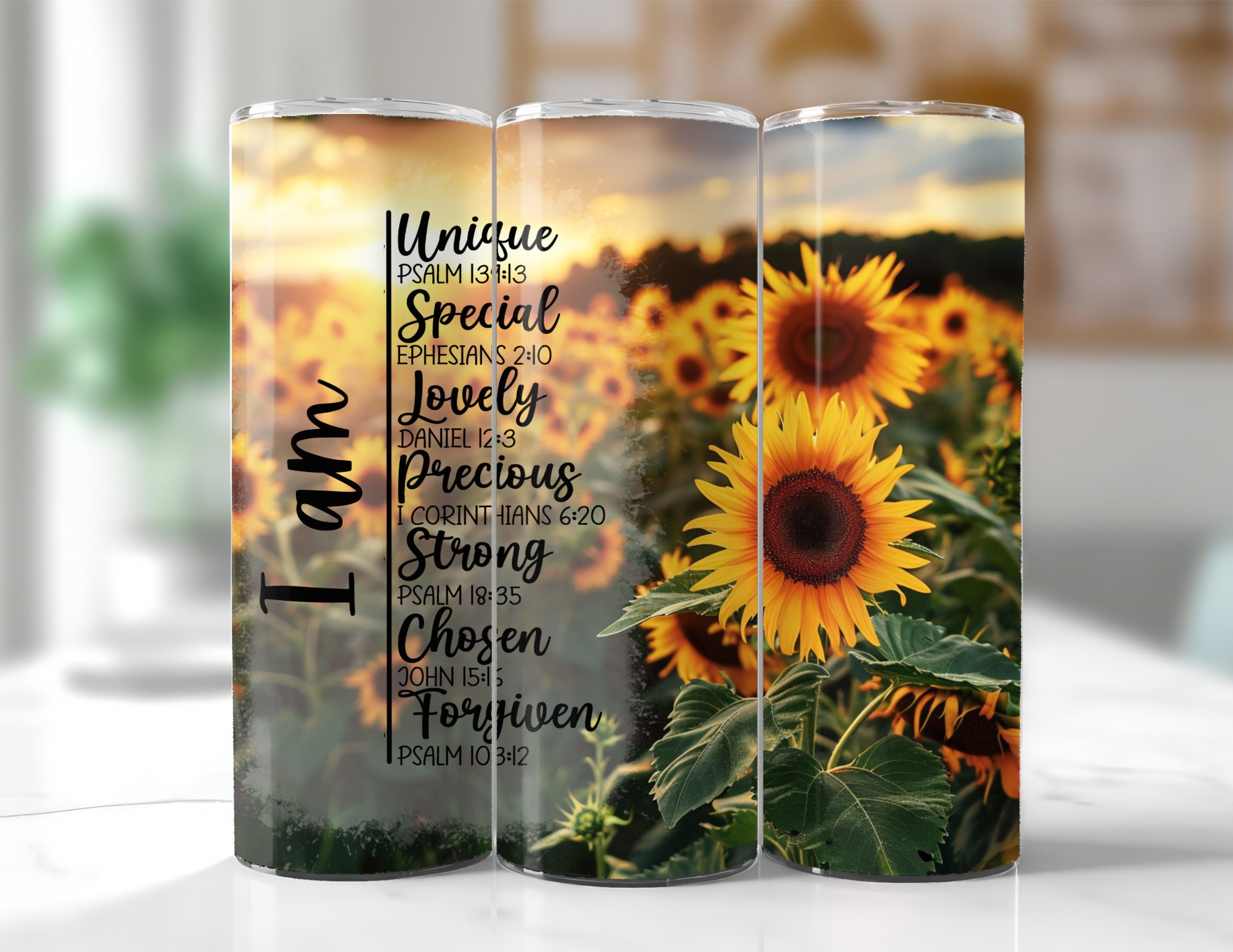 Sunflower Christian Affirmation 20oz Tumbler Wrap (PNG Digital Download)