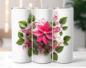 Pink Flower Tumbler Wrap: 20oz Skinny Sublimation Design (PNG Digital Download)