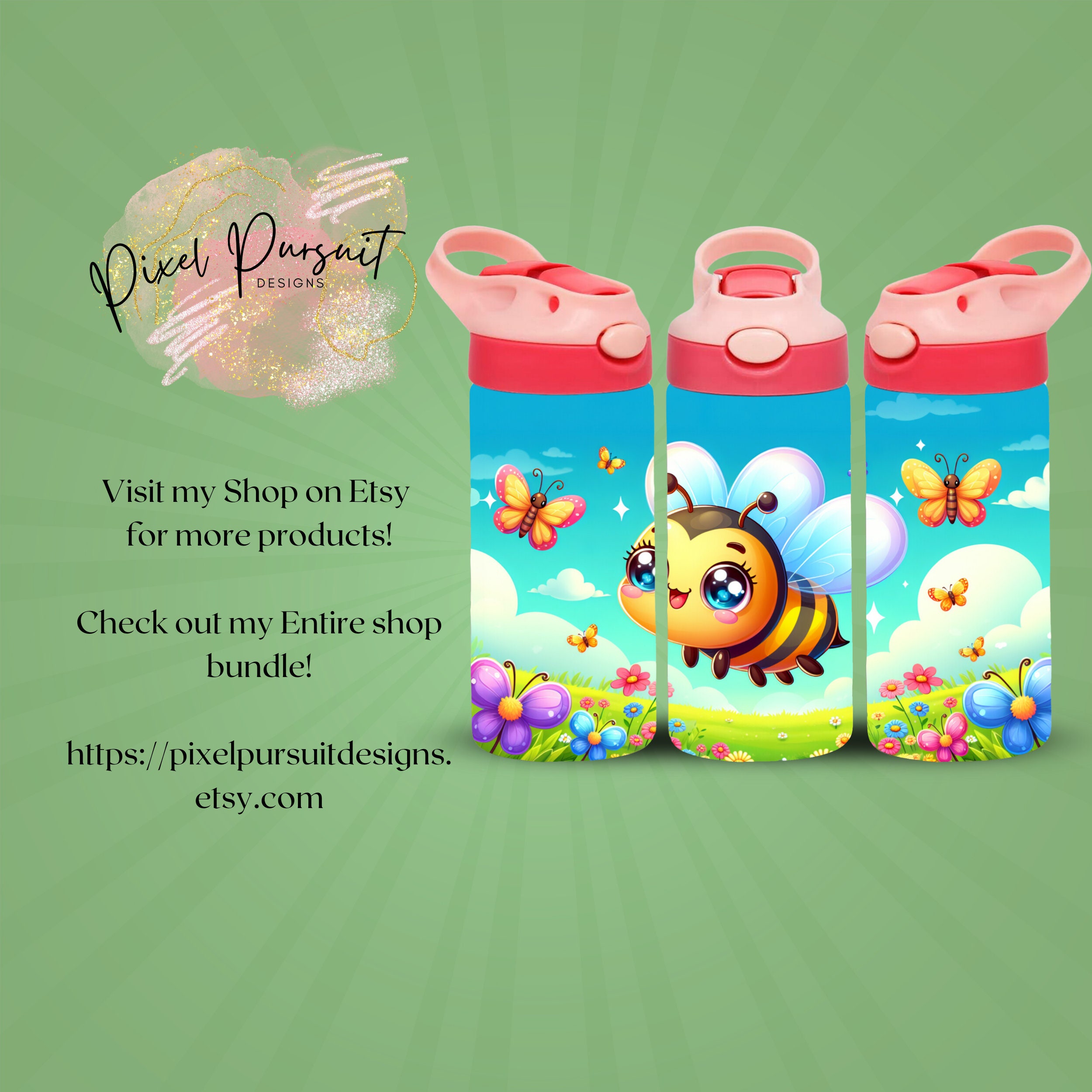 12oz Kids Tumbler Wrap, Sippy Cup Wrap, Cute Bee Wrap, Seamless Wrap ...