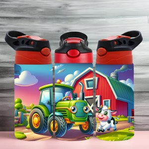 Tractor Tumbler Wrap: 12oz Kids Sippy Cup, Seamless Design (PNG, Digital Download)