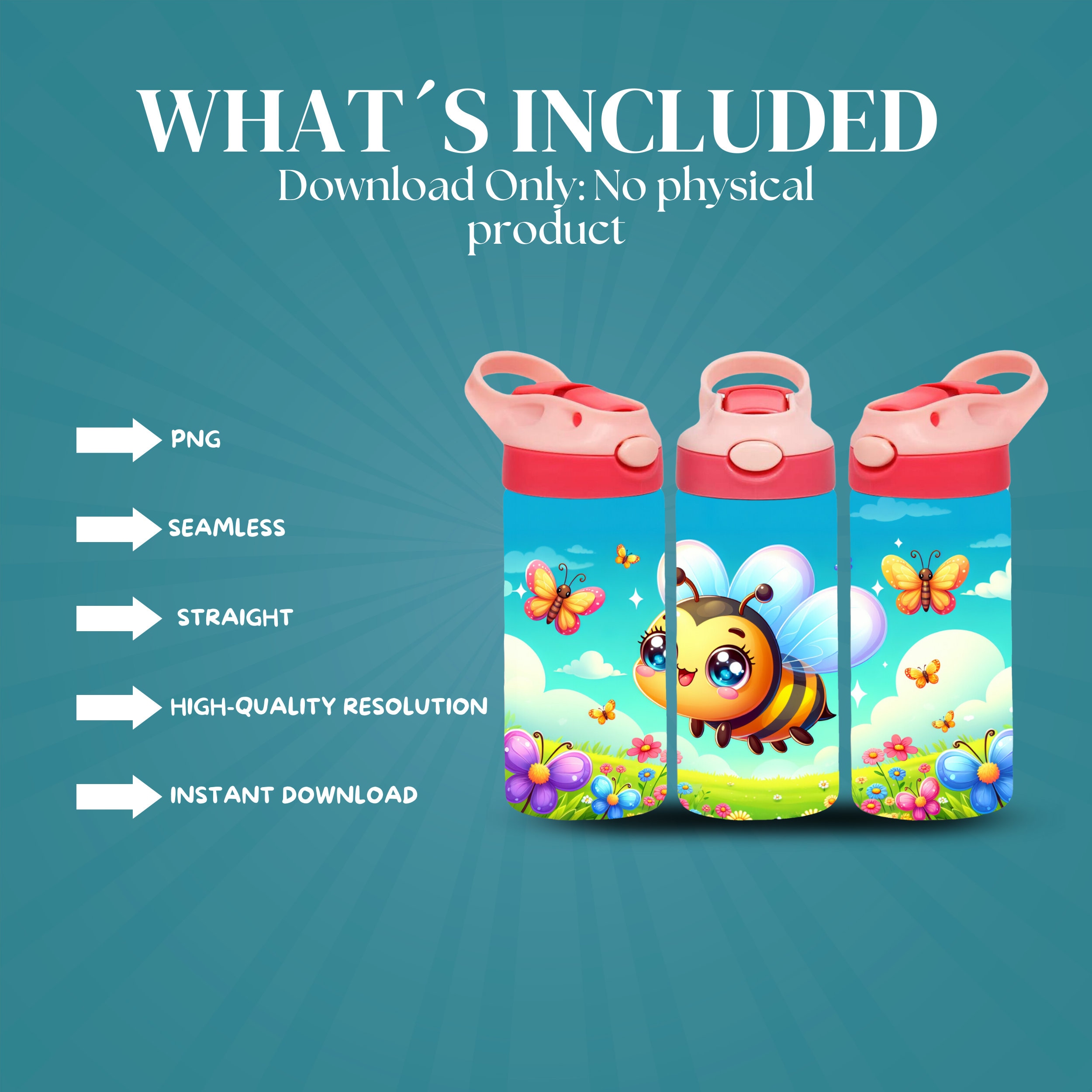 12oz Kids Tumbler Wrap, Sippy Cup Wrap, Cute Bee Wrap, Seamless Wrap ...