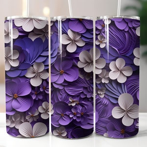 3D Violets Nacimiento Mes Febrero 20oz Tumbler Wrap