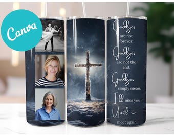 Cross Tumbler Wrap: Photo Collage Sublimation Design (Canva Editable, PNG)