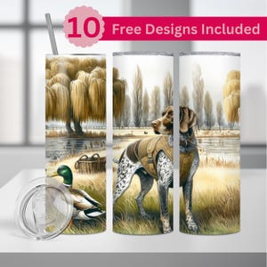 German Shorthair Pointer Tumbler Wrap: Duck Hunting Scene (PNG Digital Download)