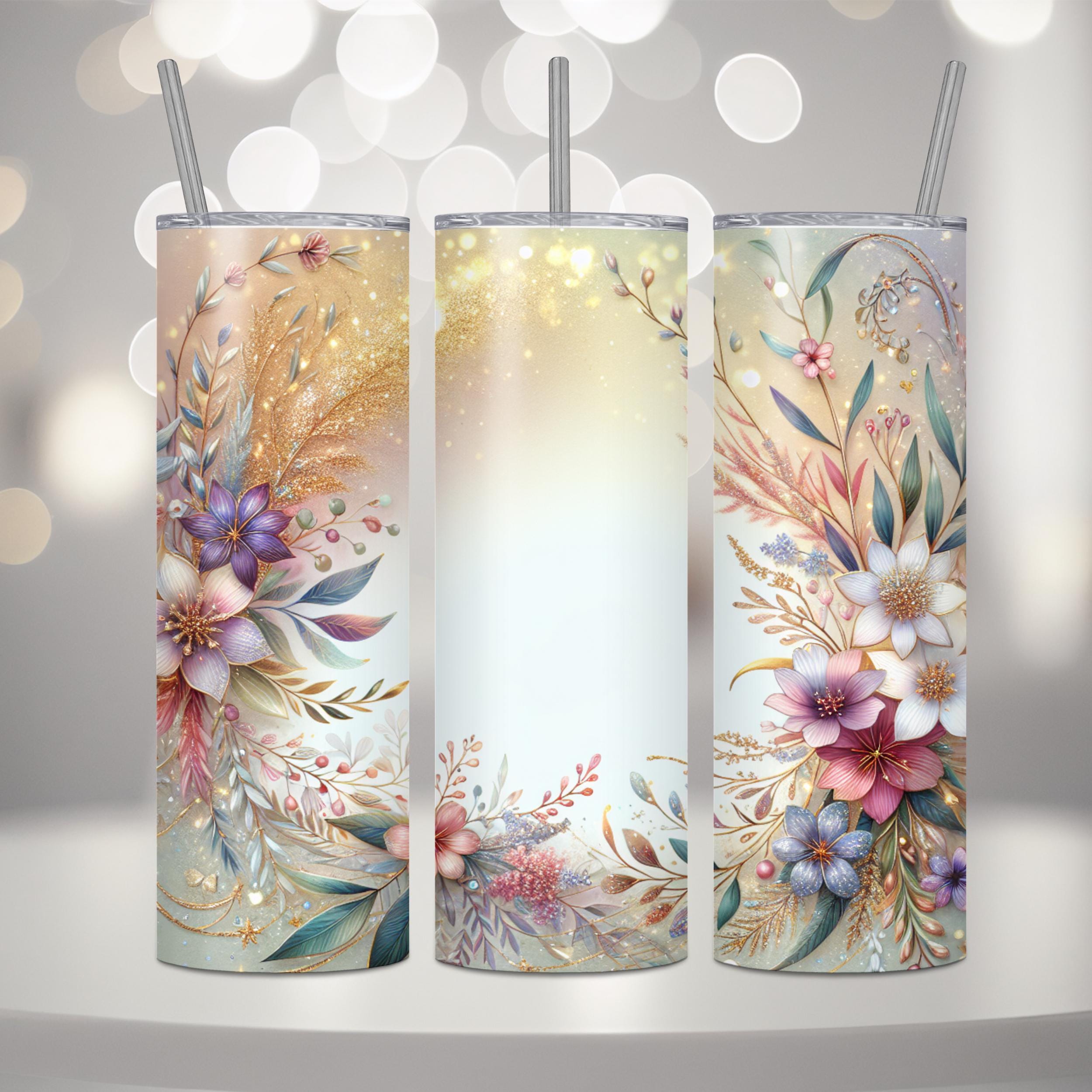 Boho Floral Tumbler PNG Bundle: Add Your Own Text 20oz Skinny ...