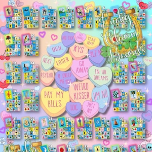 DIGITAL LOTERIA BOARD, First to Fill, ftf 5x5, Loteria Game Boards, 44 Numbers, Valentine's Day, V-day, Valentine