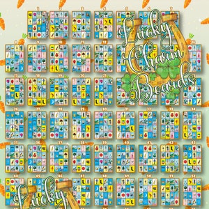 ロテリアのボード、最初に埋める、FTF、フルカード、70 の数字、イースター、イースター バニー、ハッピー イースター