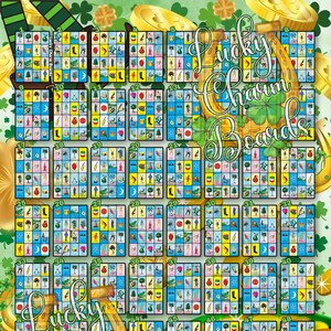 Loteria board, FTF, First To Fill, Full Card, 56 Numbers, St. Patrick's Day