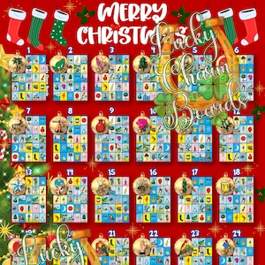 ロテリア ボード、最初に記入、FTF、フル カード、30 個の数字、クリスマス、ロテリア PNG、デジタル ボード、ロテリア カード