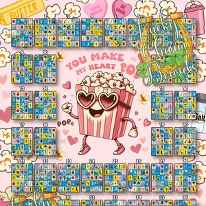 DIGITAL LOTERIA BOARD, 5x5, First to Fill, ftf, Loteria Game Boards, 44 Numbers, Happy Valentine's Day, Vday, Valentine