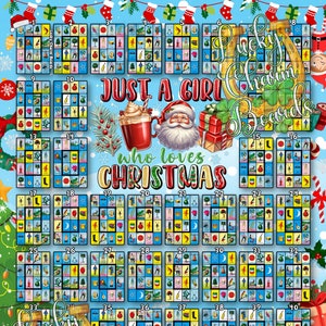 DIGITAL LOTERIA BOARD, First to Fill, ftf, Loteria Game Boards, 48 Numbers, Christmas, Winter