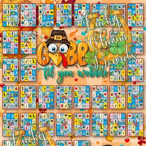 ロテリアのボード、最初に埋める、FTF、フルカード、42 の数字、感謝祭