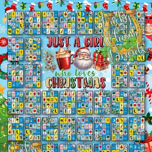 DIGITAL LOTERIA BOARD, First to Fill, Originals Ftf, Loteria Game Boards, 48 Numbers, Christmas, Winter