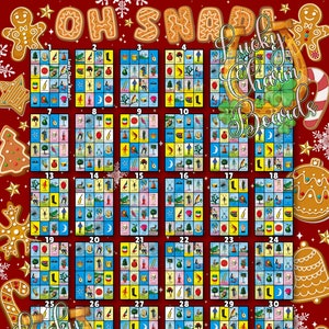 DIGITAL LOTERIA BOARD, First to Fill, ftf, Loteria Game Boards, 36 Numbers, Christmas, Winter