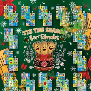 Loteria Board, FTF, First to Fill, Full Card, 38 Numbers, Christmas, Winter, Navidad, Season Greetings