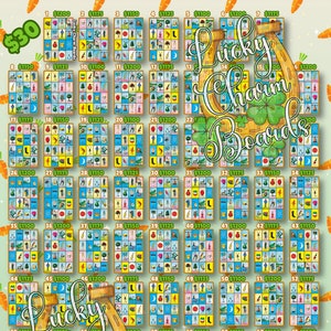 Loteria Board, First to Fill, FTF, Full Card, Amounts, 70 Numbers, Easter, Easter Bunny, Happy Easter