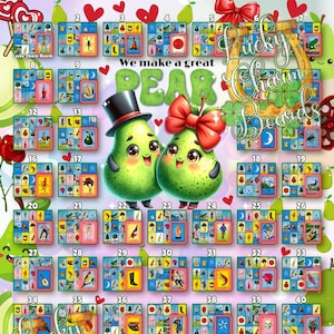 DIGITAL LOTERIA BOARD, First to Fill, ftf, Loteria Game Boards, 54 Numbers, Happy Valentine's Day, Vday, Valentine