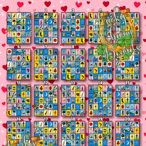 DIGITAL LOTERIA BOARD, First to Fill, 5x5 ftf, Loteria Game Boards, 25 Numbers, Valentine, Happy Valentine's Day
