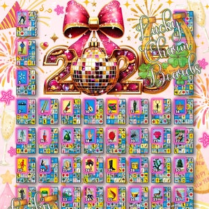 DIGITAL LOTERIA BOARD, First to Fill, ftf, Loteria Game Boards, 54 Numbers, New Year Board, Happy New Year