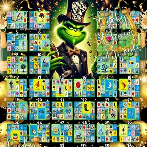 DIGITAL LOTERIA BOARD, First to Fill, ftf, Loteria Game Boards, 42 Numbers, New Year Board, Happy New Year