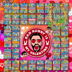 DIGITAL LOTERIA BOARD, First to Fill, Sextuplets, ftf, Loteria Game Boards, 52 Numbers, Happy Valentine's Day, Vday, Valentine