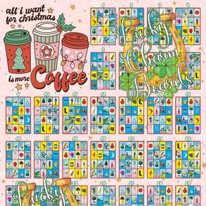 ロテリアのボード、最初に埋める、FTF、フルカード、36 の数字、クリスマス、ロテリア PNG、デジタルボード、ロテリア カード