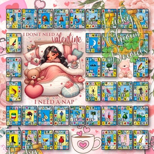 DIGITAL LOTERIA BOARD, First to Fill, Big Card ftf, Loteria Game Boards, 54 Numbers, Valentine's Day, Vday, Valentine