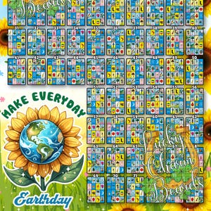 DIGITAL LOTERIA BOARD, First to Fill, ftf, 74 Numbers, Earth Day, Sunflowers