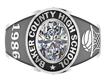 High School Class Ring,University Ring, Personalized Class Ring, Senior Class Ring, Silver Graduation Ring, College Class Ring, School Ring