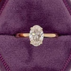 1.5CT Oval Cut Moissanite Engagement Ring, Dainty Proposal Ring, Solitaire Diamond Wedding Ring, Minimalist Promise Ring, Simple Bridal Ring
