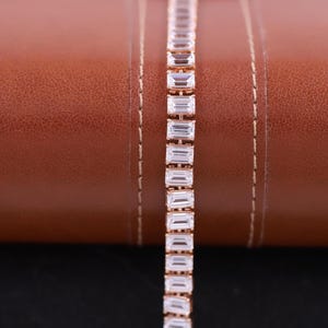 Luxury Gift for Her, Emerald Cut Moissanite Tennis Bracelet, Simple Prong Setting Bracelet for Her/Him, Standard Quality Bracelet for Women