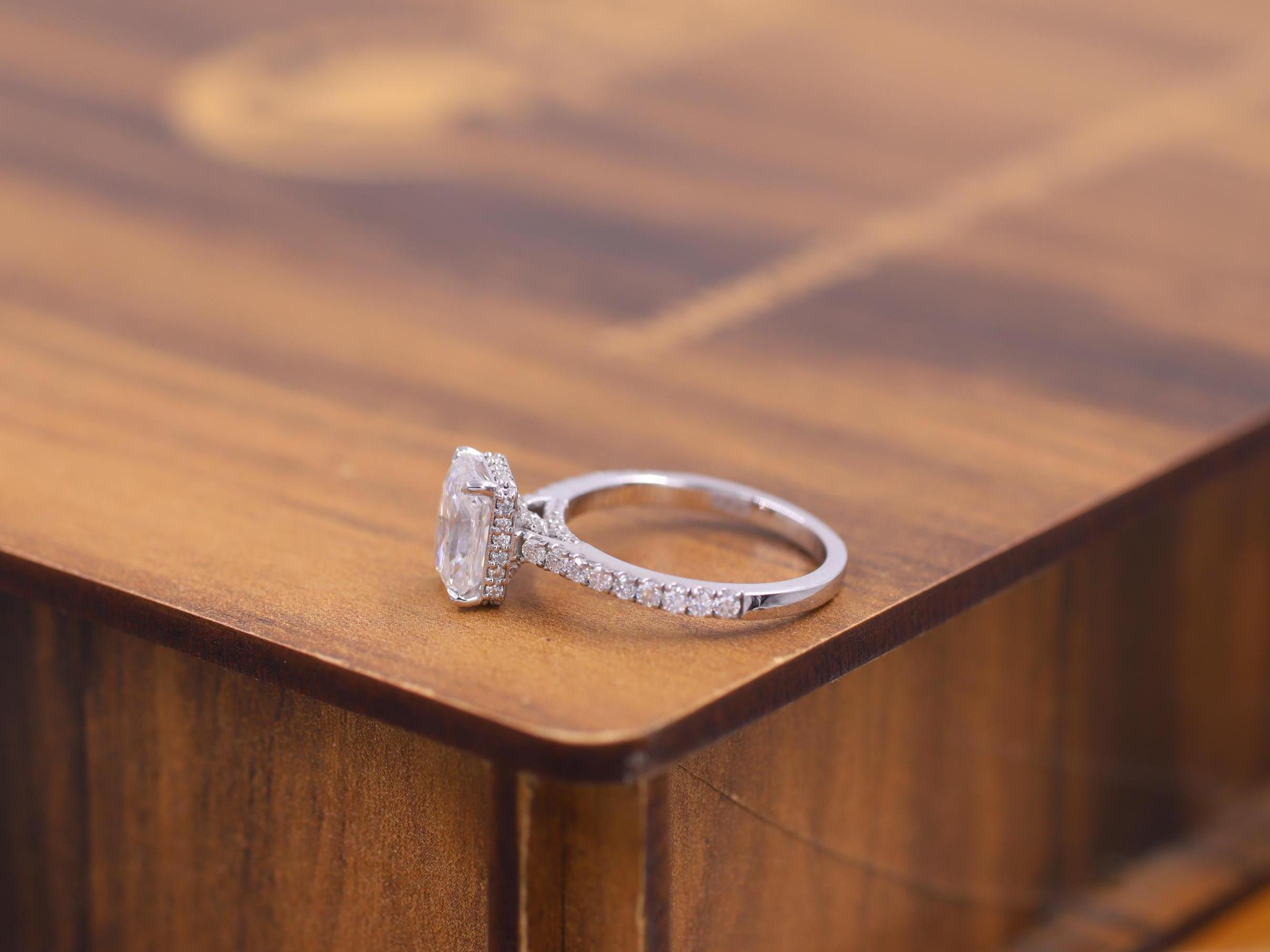 Hidden Feature Engagement Rings Classic Hidden Halo & Hidden Diamond Engagement Ring, Solitaire Wedding ...