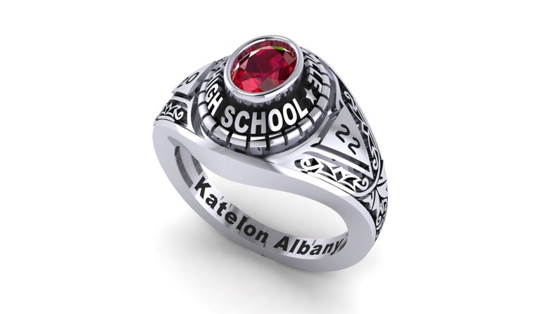 Girls Normal Class Rings Class Ring for Girl in Silver 925, Best Gift for Studant, Oval Cut ...