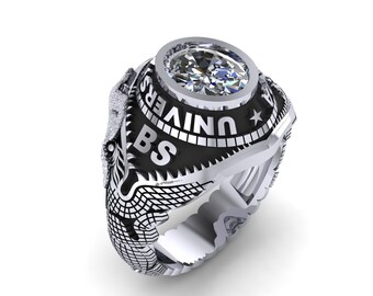 Silver US Army Ring, 925K Sterling Silver Force Ring, US Eagle