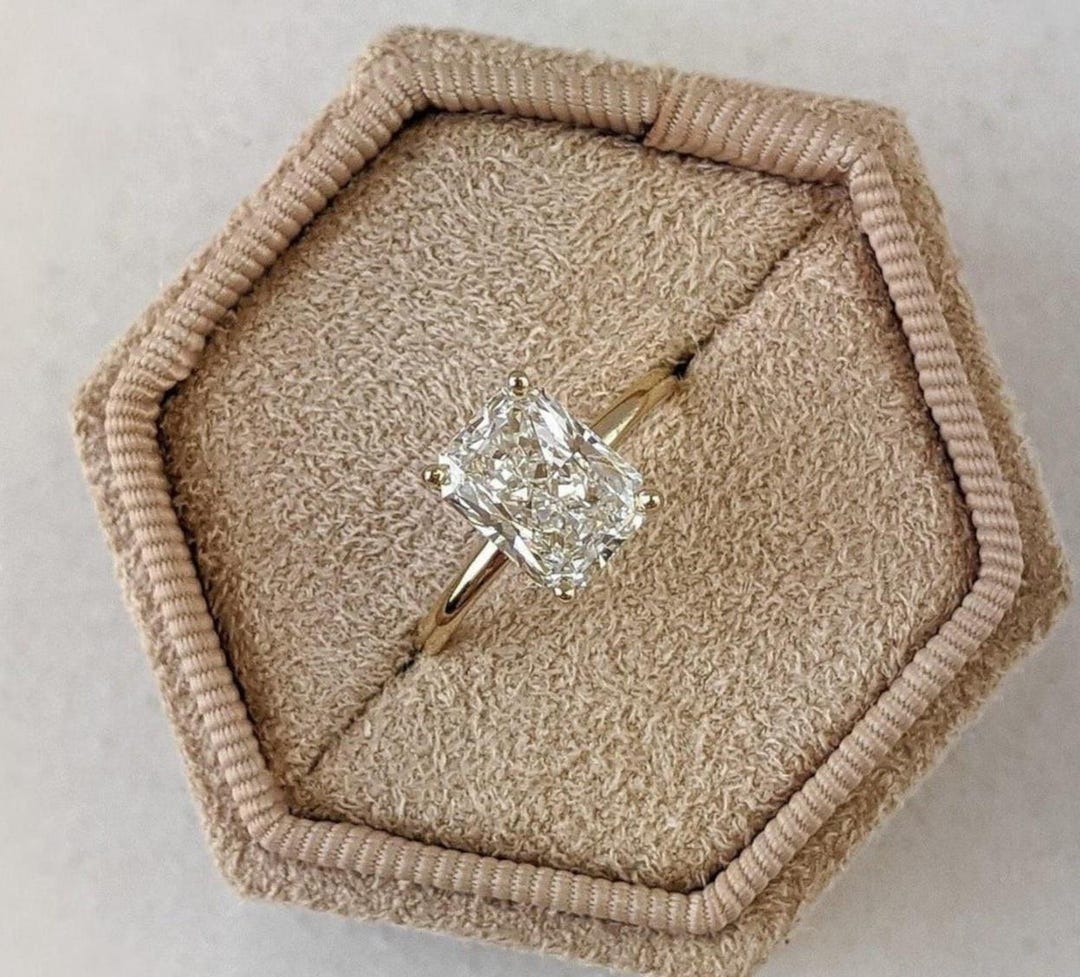 Simple Proposal Ring, Radiant Cut Lab Grown Diamond Ring, Anniversary ...