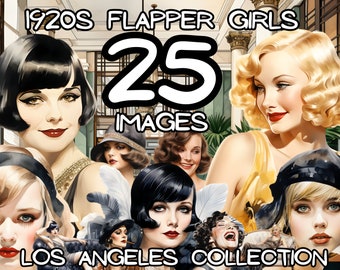 1920er Jahre Retro Flapper Mädchen, Frauen Pinups Clipart, 25 hochauflösende Bilder 4096 x 4096 PX, 300 PNG Bilder, transparenter Hintergrund Clip Art