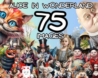 Alice in Wonderland Clipart, 75 High Resolution Images 4096 x 4096 PX, 300 DPI PNG Images, Transparent Background Clip Art, Commercial Use