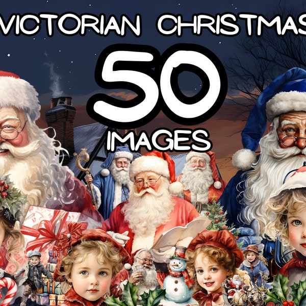 Père Noël victorien, Père Noël, 50 images haute résolution 4096 x 4096 PX, 300 images PNG, fond transparent Clip Art