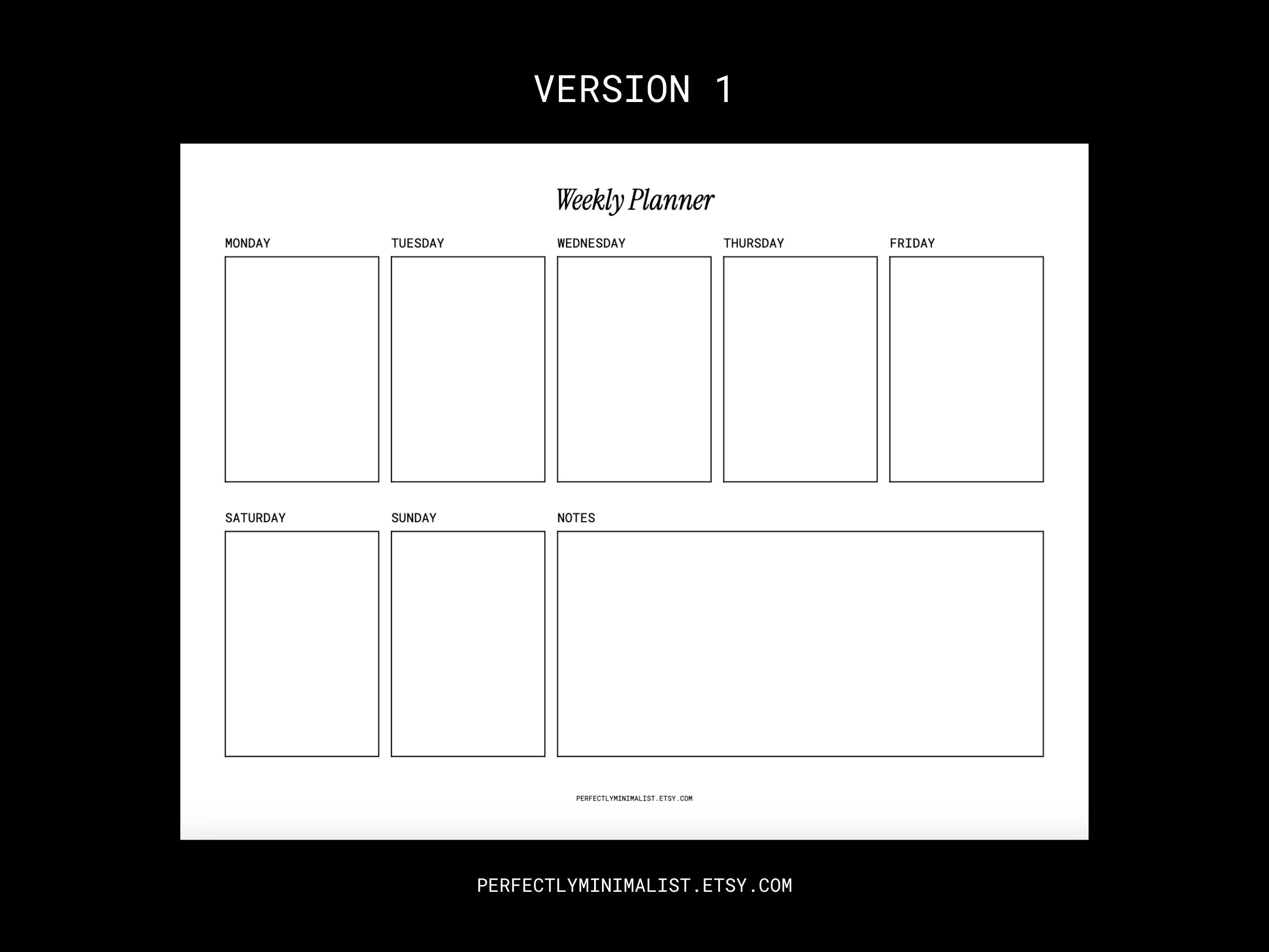 Minimalist Weekly Planner Printable PDF | Week at a Glance | Minimalist ...
