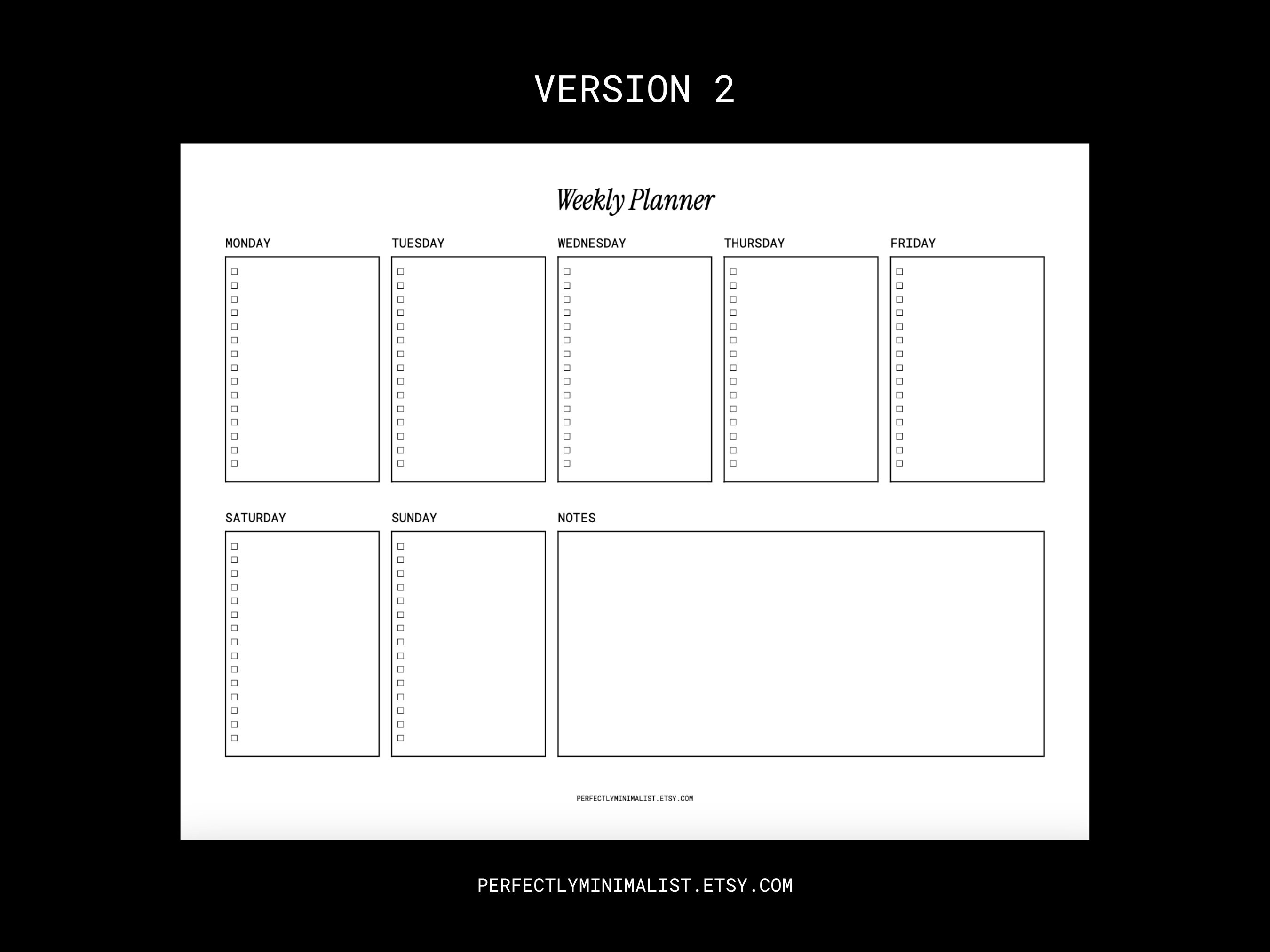 Minimalist Weekly Planner Printable PDF | Week at a Glance | Minimalist ...