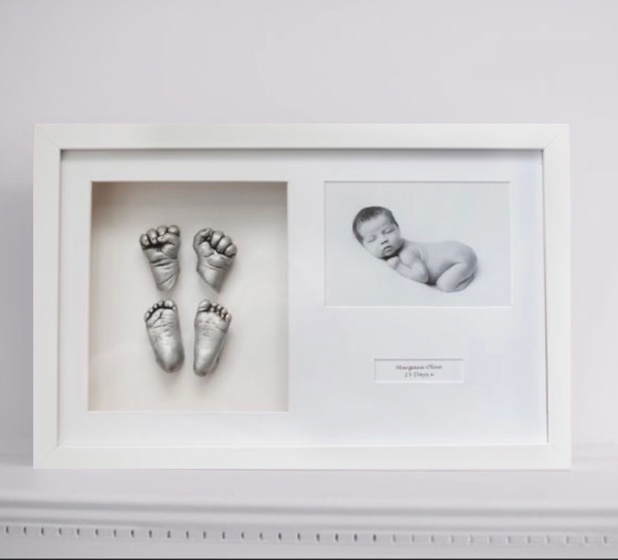 DIY Hand and Feet Casting Kit, LOVE Frame, Baby Hand Print and Footprint,  Nursery Decor, Hand Casting Kit, Personalized Newborn Infant Gift 