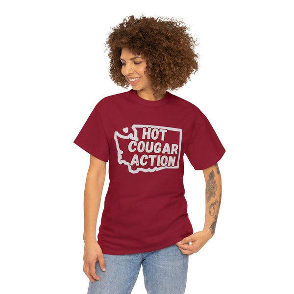 Hot Cougar Action T-Shirt - Show Your Washington State Pride in Style!