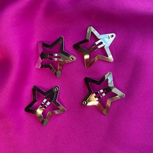 y2k silver star clips