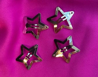 y2k silver star clips