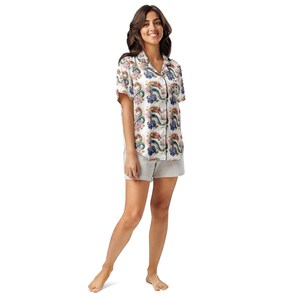 All-over print women’s short sleeve pajama top